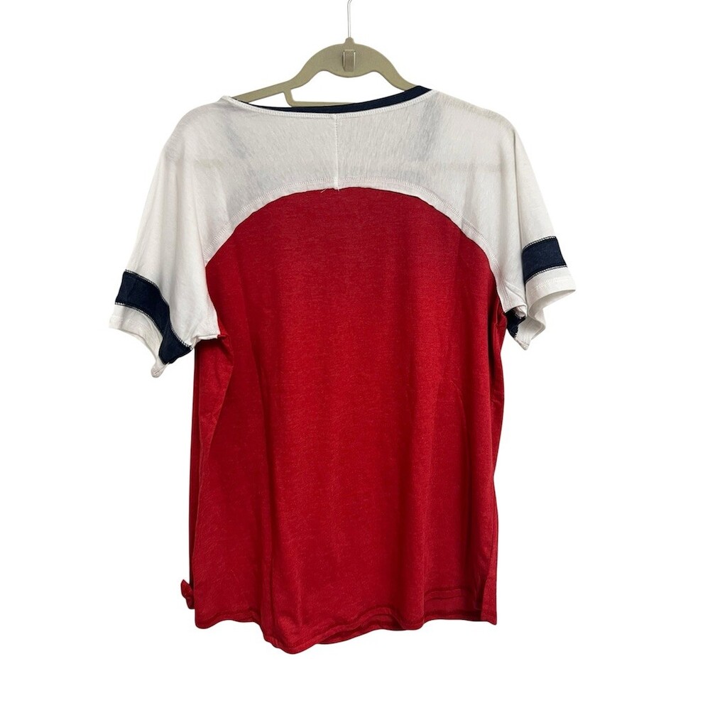 Peanuts Snoopy Woodstock T-Shirt Womens L Red White Navy Patriotic Graphic - Picture 5 of 5
